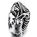 INBLUE Men's Stainless Steel Ring Silver Tone Black Angel Goddess Size13