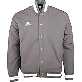 adidas Mens Dugout Coaches Button Up Jacket Athletic Outerwear Casual - Grey