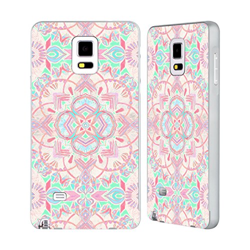 Official Micklyn Le Feuvre Mint And Blush Pink Painted Mandala 2 Silver Aluminum Bumper Slider Case for Samsung Galaxy Note 4
