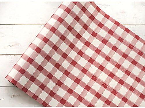 Hester and Cook Disposable Red/White Painted Check Paper Runner - 25'L x 30"W