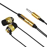 eForCity® Universal 3.5mm In-Ear Stereo Headset w/ On-off & Mic Compatible with Samsung Galaxy S6/ Galaxy S6 Edge Samsung© Galaxy Note 4 / Apple® iPhone® 6 Plus (5.5) Samsung© Freeform II SCH-R360, Gold / Black
