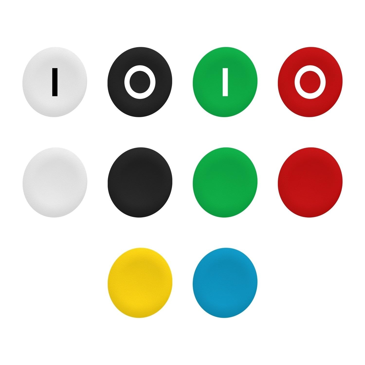 Schneider Electric ZBA79 Cap 22mm Coloured, Caps. Set of 10 Diffrent Colours