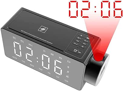 FPRW Reloj Despertador de proyección, Reloj con Altavoz Bluetooth ...