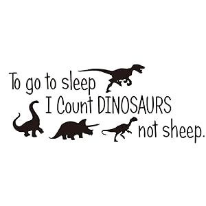 to Go to Sleep I Count Dinosaur Not Sheep Vinyl Wall Decals Cute Dinosaurs Bedroom Wall Sticker Wall Decals Kids Room Nursery Room Removable Peel & Stick Cartoon Wall Art Home Decor Stickers Poster