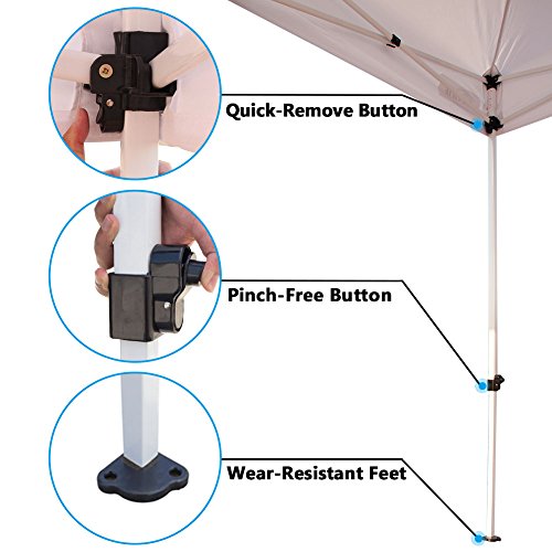 Goutime 10x10 Commercial Grade Pop Up Canopy Tents for Parties Trades Shows, Waterproof Ez Up Canopy with Wheeled Bag, White