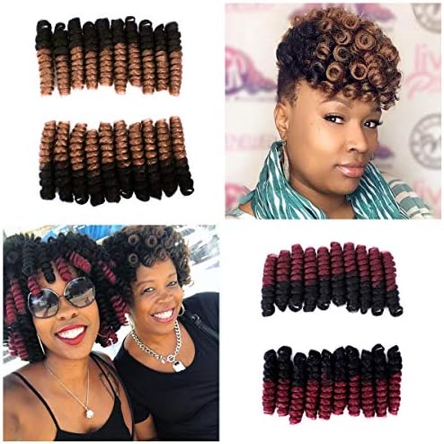 Coolbers Ombre Crochet Braiding Hair 20 roots/pack Pre-Twist Bounce Curls Kanekalon Toni Curls Crochet Braids Hair Extensions (20 Inch Toni Curl, 1B/27)