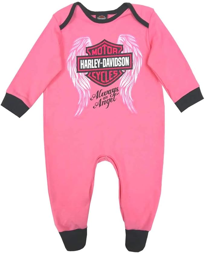 HarleyDavidson Baby Girls' Glittery Interlock Footed