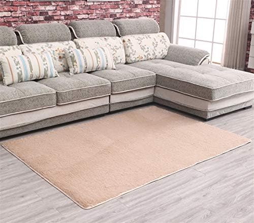 Insun Soft Velvet Area Rugs Bedroom Carpets Fluffy Shaggy Rugs Nursery Floor Mat Light Camel 80x200cm