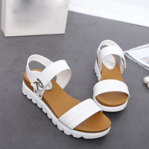 Sandals for Womens, FORUU Summer Flat Fashion Buckle Comfortable Ladies Shoes (8, White)