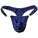 WenMei Men's Bikini Boxer Briefs trip Thongs G-string milk silk Underwear Shorts (Dark Blue),Free size