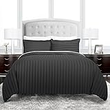 Beckham Hotel Collection Dobby Striped Duvet Cover Set - Luxury Soft Brushed Microfiber with Matching Shams - Hypoallergenic - King/California King - Gray