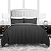 Beckham Hotel Collection Dobby Striped Duvet Cover Set - Luxury Soft Brushed Microfiber with Matching Shams - Hypoallergenic - King/California King - Gray