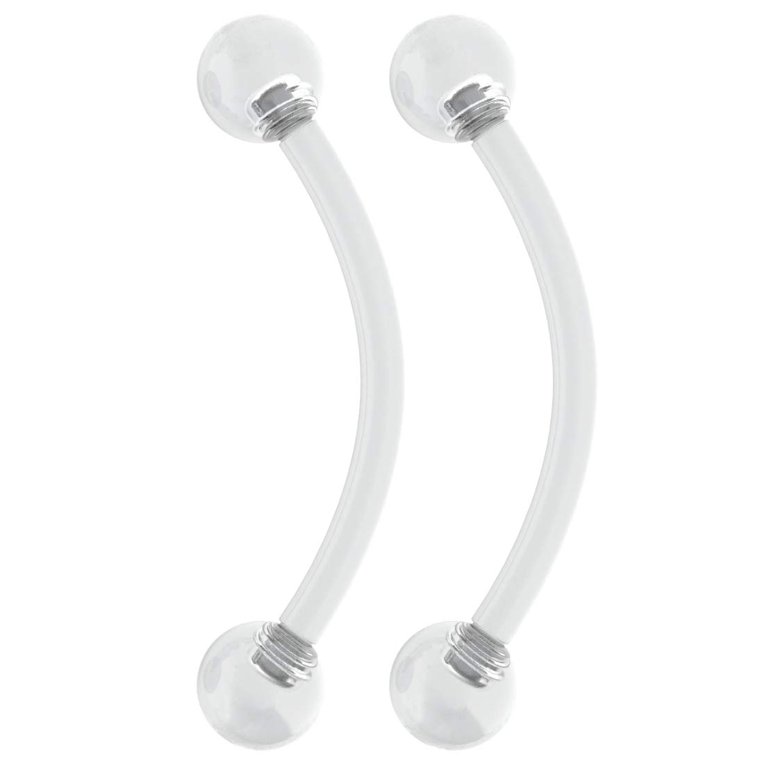 2pc 16g Vertical Labret Retainer Clear Curved Barbell Plastic Lip Acrylic Piercing Jewelry