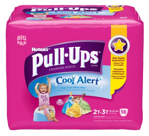 Huggies Pull-Ups Training Pants with Cool Alert Wetness Liner, Girls, 2T-3T, 58 Count