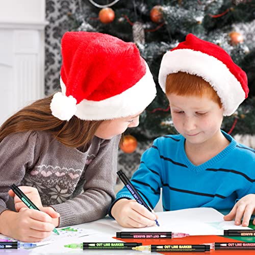 36 Pack Double Line Outline Markers, Squiggles Shimmer Markers Set, Self Outline Metallic Glitter Marker Pens for Christmas,Art, Drawing, Writing, Greeting Cards, DIY, Scrapbook, Easter Eggs,Crafts