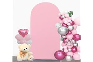JFDYDM 6.6 FT Pink Arch Backdrop Cover, Pink Chiara Backdrop Cover, Pink Wedding Arch Cover, Pink Arch Backdrop Stand Cover for Birthday Wedding Party Photography