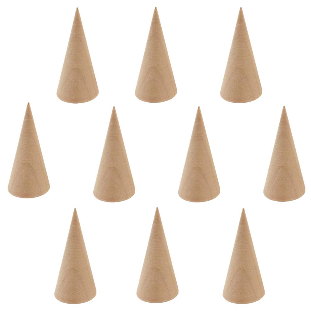 N\A 10Pcs Wood Ring Display Cone Ring Holder Tower Ring Stand Display Racks for Wedding Rings Jewelry Shows