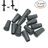 WEFOO 12 Pcs Replacement Rubber Tip Protector Flex Walk Tip - Fits All Standard Hiking, Trekking, Walking Poles,Black