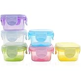LELE LIFE 6Pcs Mini Food Storage Containers, Leakproof Lids, Condiment Sauce Containers, Mini Freezer Storage Containers Airtight Containers, Dishwasher Freezer and Microwave Safe, 2oz