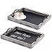 MyGift Vintage Brown Wood Large Decorative Serving Tray with Metal Handles and Chalkboard Surface, Nesting Coffee Table Breakfast Trays, 2-Piece Set