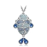 J.NINA Mom Gifts with Swarovski Crystals Enchanted Fish Charming Sapphire Jewelry, Women Pendant Necklace