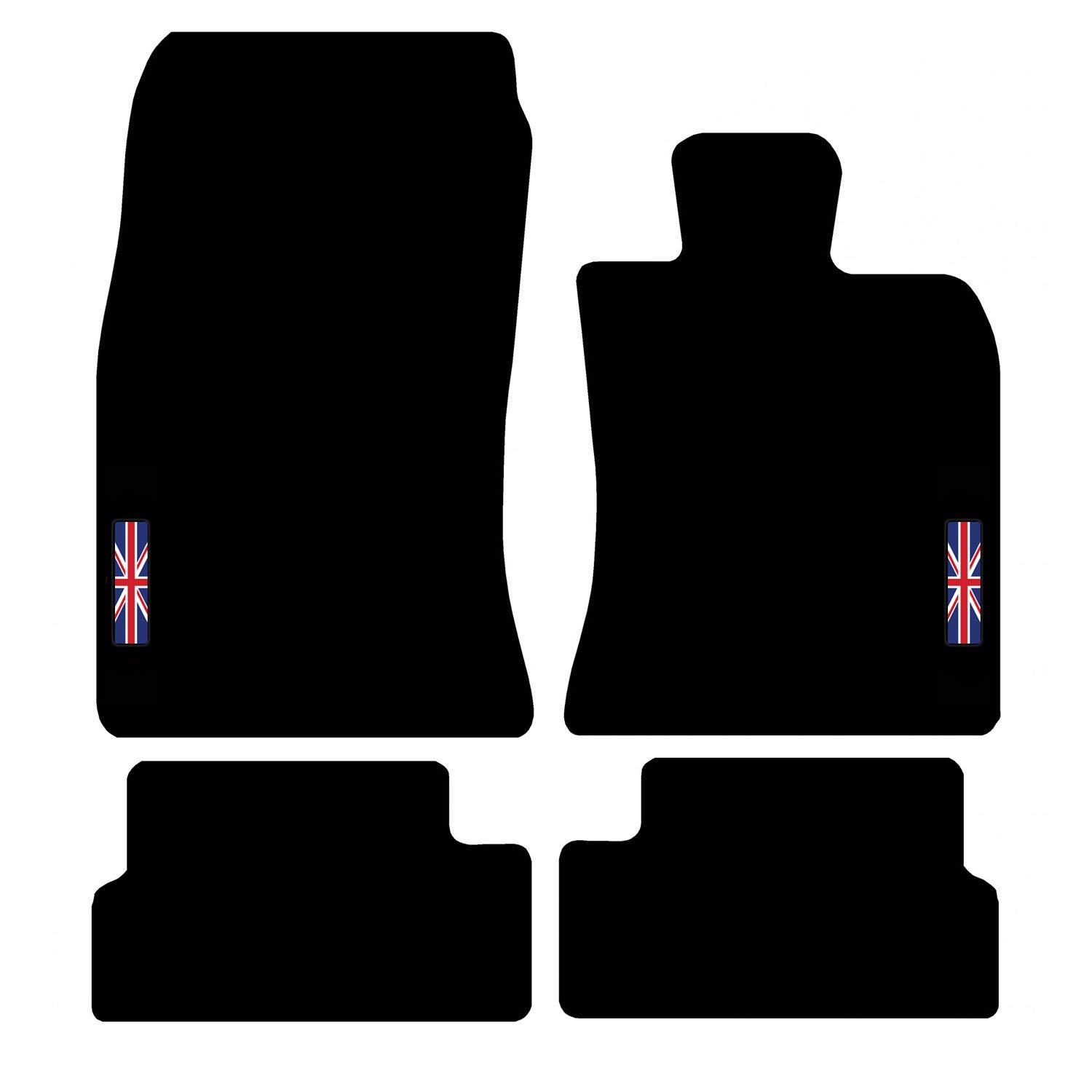 Carsio Carpet Car Mats For MINI Clubman 2007 to 2014 (R55) with Union Jack Flag logo Tailored Fit Floor Mat Complete Accessory Custom Fitted - All Weather, Anti-Slip Backing & Black Trim