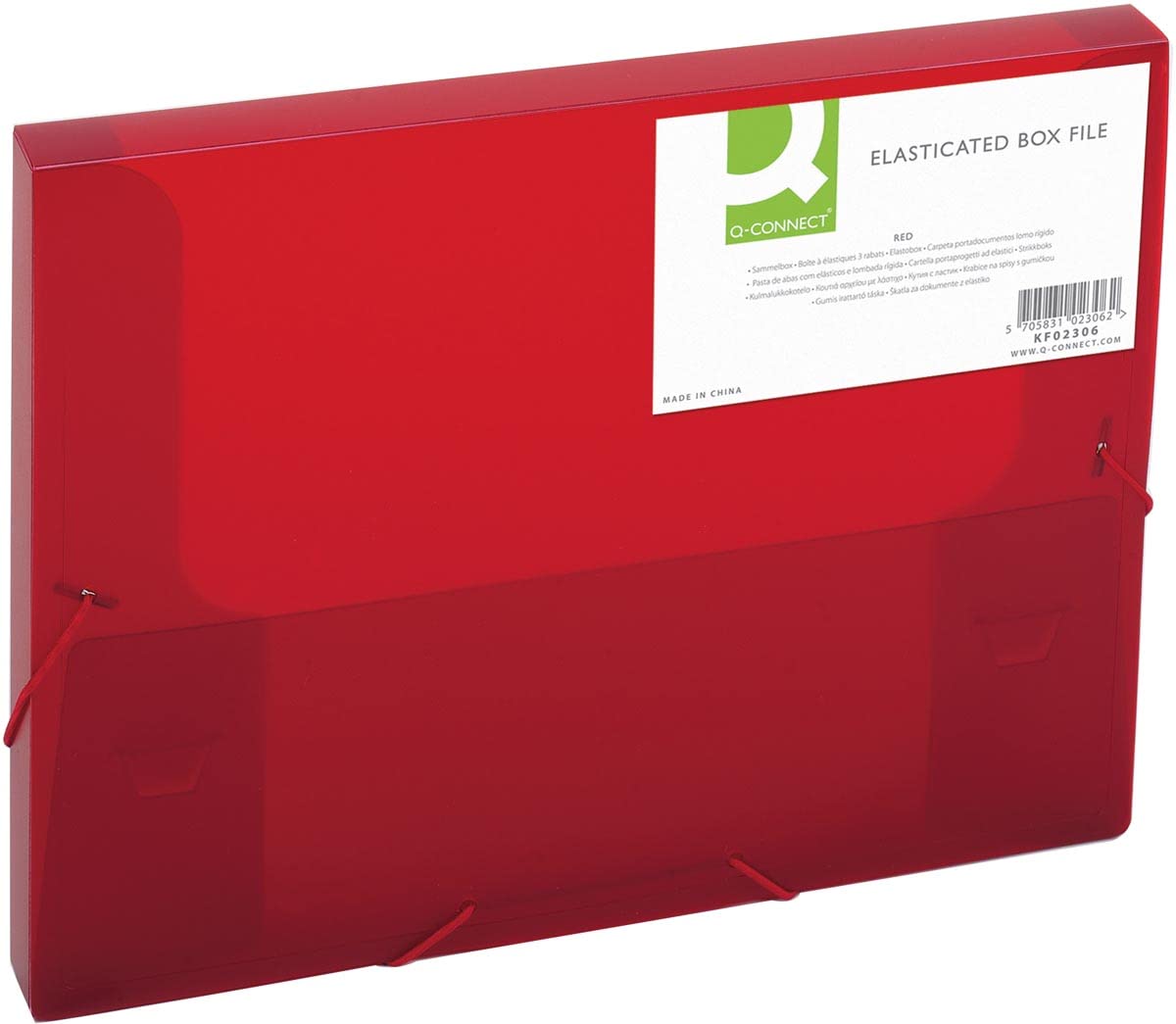 Q Connect Elasticated Box File - Red