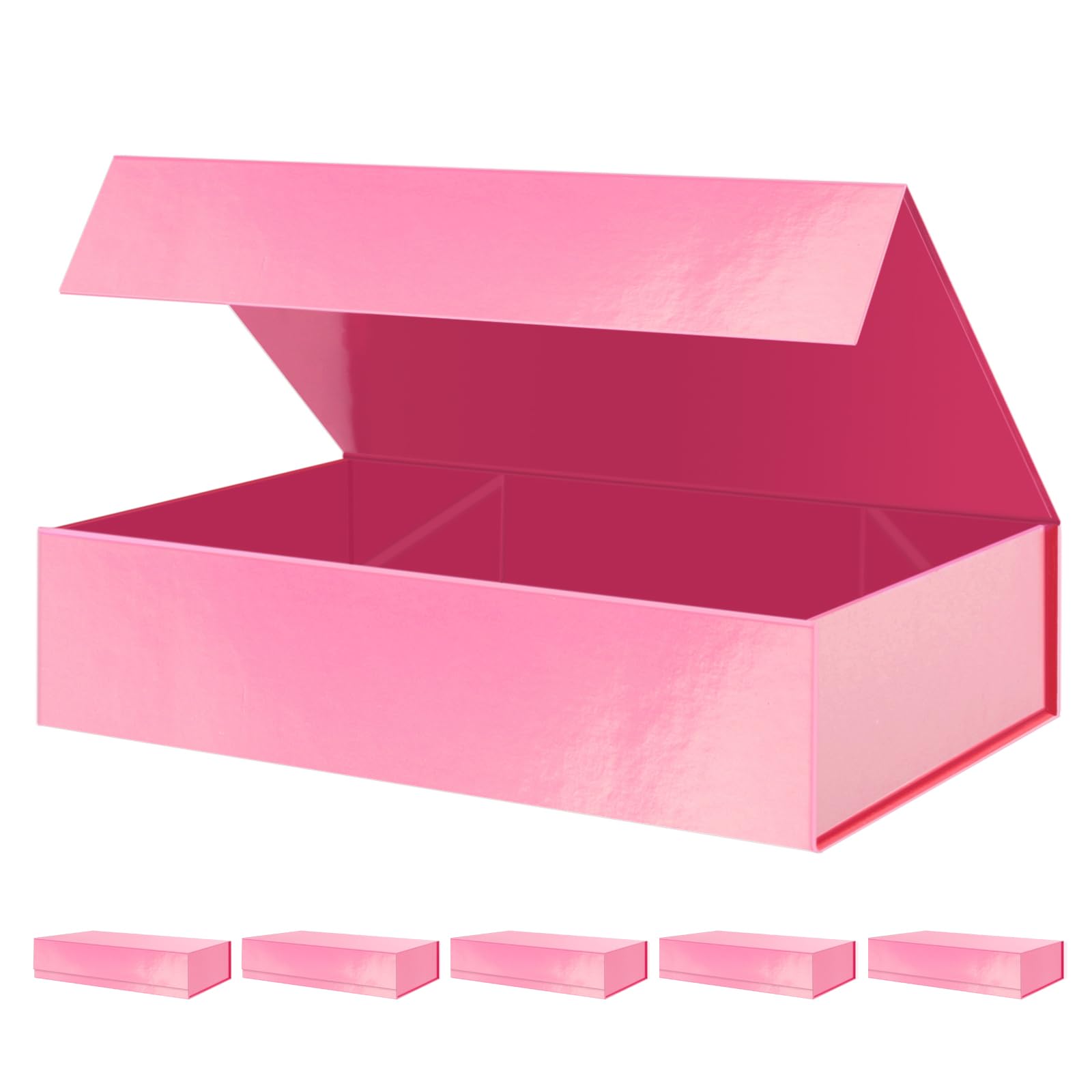 PACKHOME 6 Extra Large Gift Boxes 17.5x11.3x4.3 Inches, Sturdy Shirt Boxes with Magnetic Lids for Clothes and Large Gifts (Glossy Pink) Image