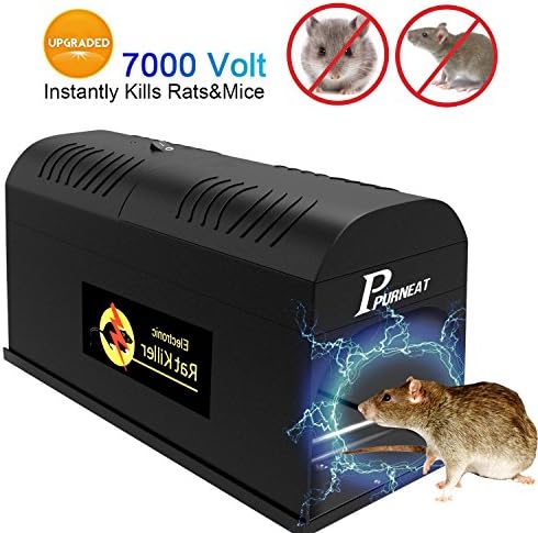 P PURNEAT Electronic Rat Zapper, Mouse Rodent Traps Electronic,Effective and Powerful Killer for Rats,Squirrels Mice and Similar Rodents【Upgraded】 Humane Instant Rat Mouse Exterminator