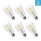 Vintage Edison Bulb - BWL 6.5W Equivalent 60W Antique Vintage Style Light, 800lm, Soft White 2700K, ST64 Antique Shape with E26 Base
