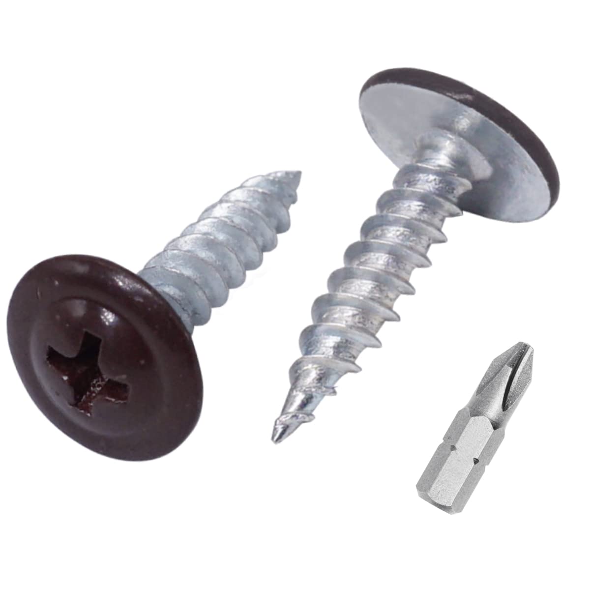 (Pack of 50 pcs) Painted 4.2 x 19 mm Wood Screws, Self Tapping Metal Screws, Phillips Modified Truss Head, Wafer Head (50, Chocolate Brown RAL 8017)
