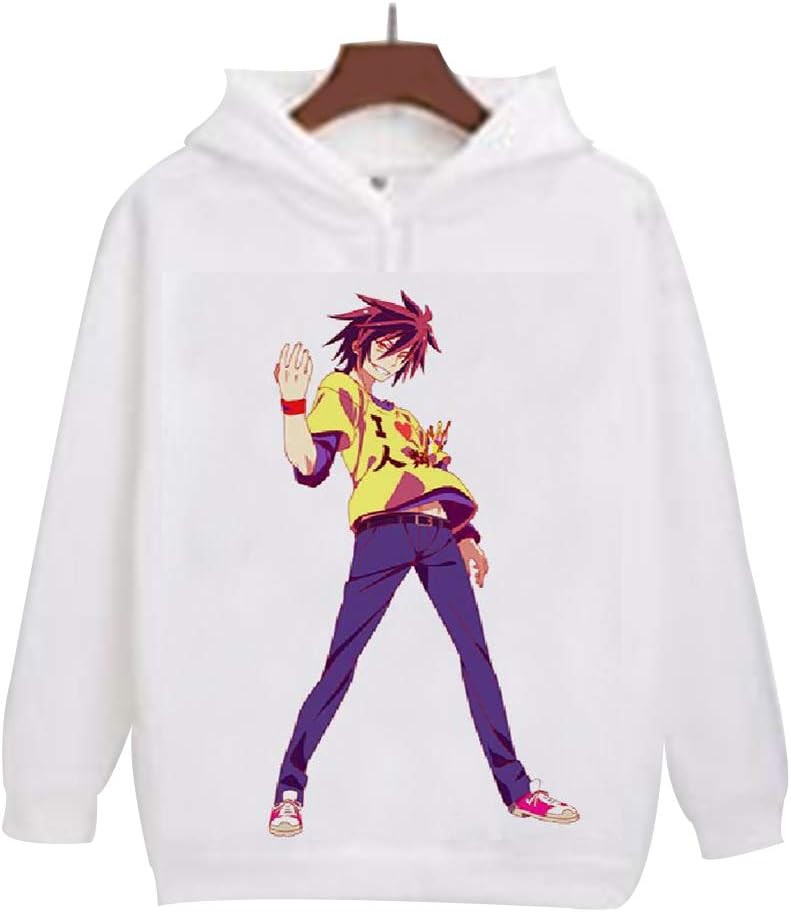 QIAOTT No Game No Life Anime Pullover,3D Print Fleece Cosplay Hoodies Sweatshirt for Anime Fans