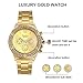 JewelryWe Luxury Women Men Unisex Gold Tone Stainless Steel Band Quartz Wrist Watch Fathers Day Gift