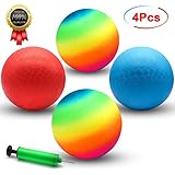 Playground Balls, 8.5 Inch Dodgeball Kickball for Kids Adults Outdoor Four Square Handball Game with Hand Pump (4 Pack)