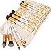 Soobest 10PCS Professional Cruelty Free Synthetic Kabuki Makeup Brushes Set Cosmetics Foundation Blending Blush Eyeliner Face Powder Makeup Brushes Kit with Carry Bag (Golden White)