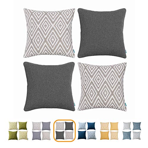 Home Plus Plaid Polyester Linen Decorative Pillow Covers 4 pcs Throw Pillows Covers Black and White Couch Pillowcase Cushion Cover 17X17 Throw Pillow Cover Couch Black White Set of 4 Holiday Bedroom