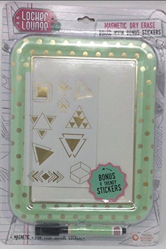 Locker Lounge Magnetic Dry Erase Board, Pastel Green Accented w/ Gold Polka Dots