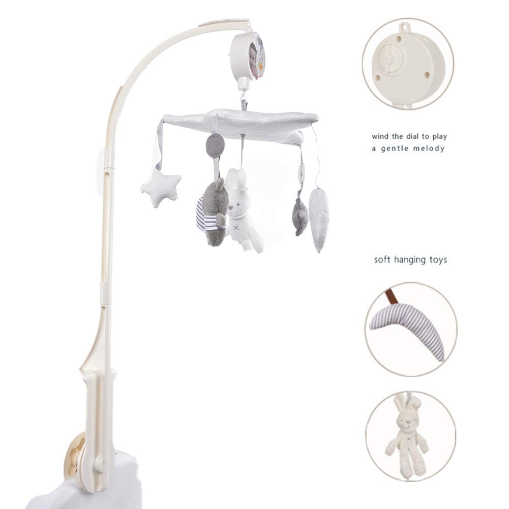 QueenHome Baby Bed Bell Plush Hanging Musical Mobile Bell for Cribs and Cots Rotating Intelligent Rattle Educational Toy