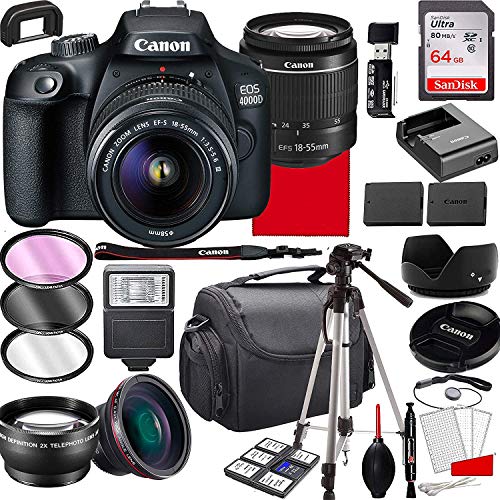 Canon-EOS-4000D-DSLR-Camera-with-18-55mm-f35-56-Zoom-Lens-64GB-MemoryCase-Tripod-and-More-28pc-Bundle