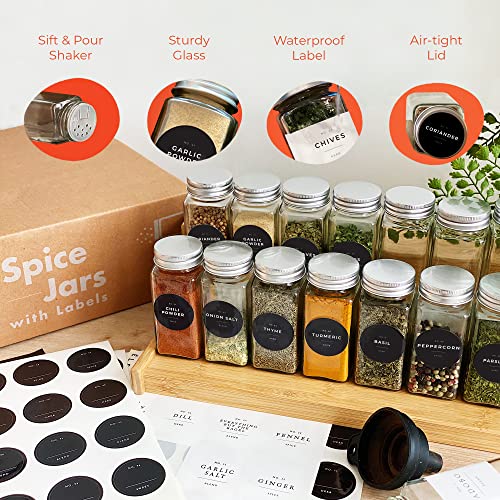 Spice Jars with Label, Spice Containers With Labels Glass Spice Jars