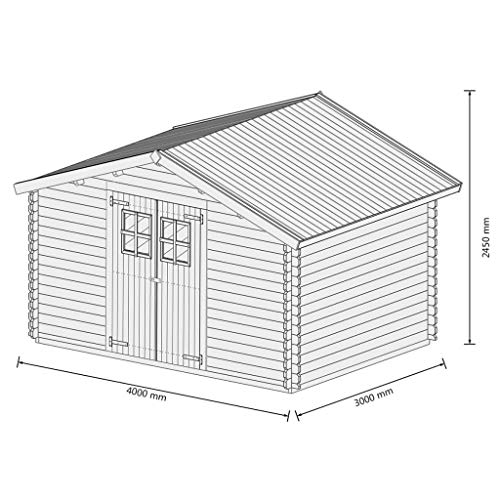 Tidyard Chalet Jardin | Abri de Jardin | Abri de Stockage | Cabane de Jardin en Bois Massif 34 mm 4 x 3 m
