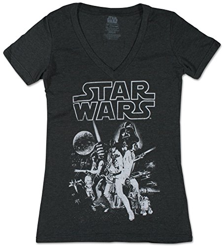 Juniors: star wars poster v-neck juniors (slim) t-shirt…