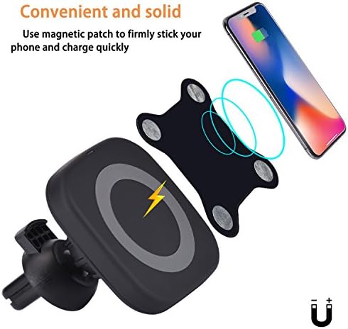 NGSGOODS Wireless Car Charger,Mobile Cell Phone Magnetic Car Holder Air Vent Wireless Charger for IPhone X IPhone 8/8 Plus Samsung Galaxy S8/S8 Plus/S7/S7 Edge/S6 and Qi Enabled Devices