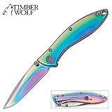 Timber Wolf Ti-Coated Rainbow Pocket Knife