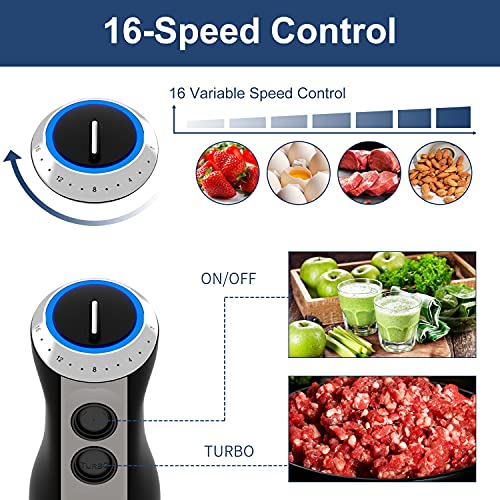 Wancle Immersion Hand Blender Set Stick Blender 16Speed 4in1 With