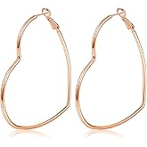 Hoop Earrings, Fashion Jewelry Statement Large Geometric Heart Hoop Earrings for Women Gift