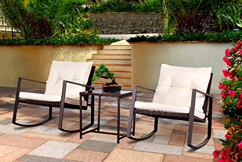 Bruce Furniture Outdoor Patio Garden Furniture Bistro Sets All-Weather Conversation Set Wicker R ...