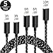 Zojoro KC-018 CJ Phone Cable 5Pack 3FT 6FT 10FT Extra Long Nylon Braided USB Charging & Syncing Cord for iPhone Xs Max/X/8/8Plus/7/7Plus/6S/6S Plus/SE/iPad/Nan More(Black)