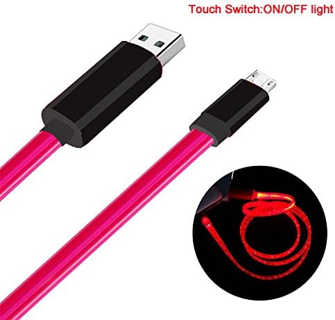 Micro USB charge cable, CNHON EL Light LED Flashlight High Speed 3FT USB 2.0 Charging Cords USB A to Micro Cables Flowing Flashing Dark Sparkle Light USB 2.0 Data Cord for Android Phones Samsung/Sony