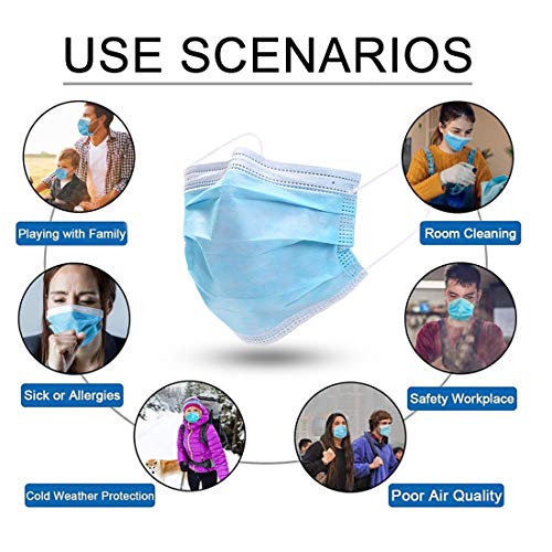 Supsiah Face Mask Disposable, Blue, Pack of 50